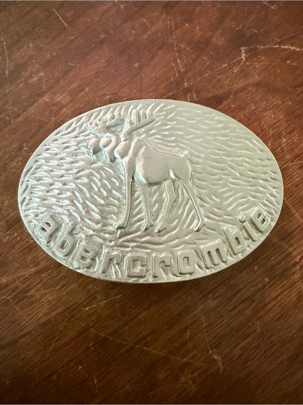 Vintage Abercrombie & Fitch Silver-Tone Moose Logo Oval Belt Buckle